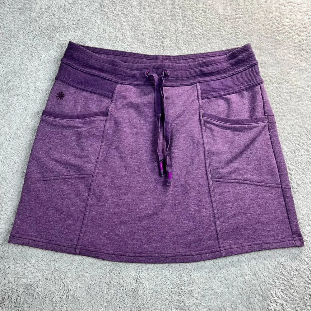 Athleta Bay Beach Skirt Purple Medium Drawstring Waist, Pockets, Casual Athletic